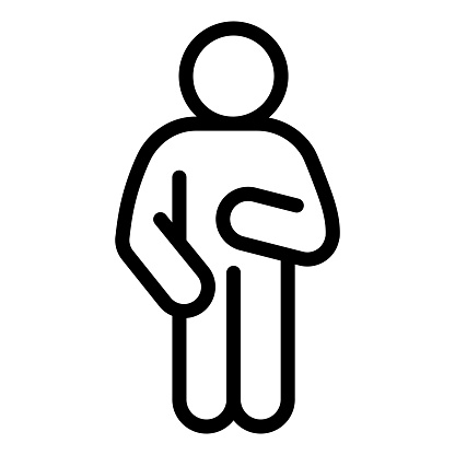 Relax man pose line icon. Man with arm down on the right and raised arm on the left outline style pictogram on white background. Guy Idler mobile concept web design. Vector graphics