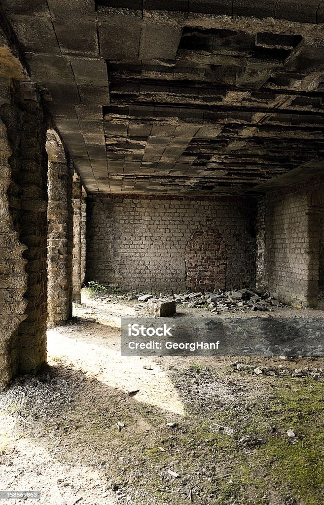 Old house National park "Nordeifel" in the fog. Abandoned Stock Photo