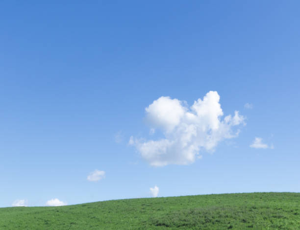 Beautiful summer sky above gently rolling grass field