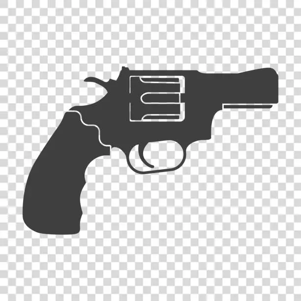 Vector illustration of Revolver icon with short barrel or snub nose revolver
