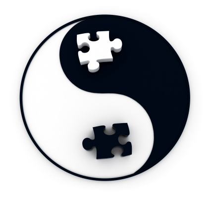 Yin and yang. Digitally Generated Image isolated on white background