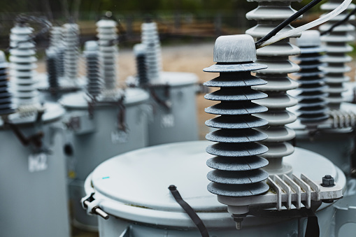 High voltage circuit breaker in a high voltage substation. high voltage switchgear