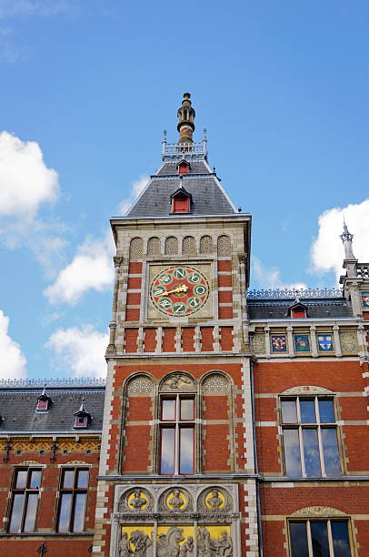 istock Clock tower of the Amsterdam Central Railway Station 158575009