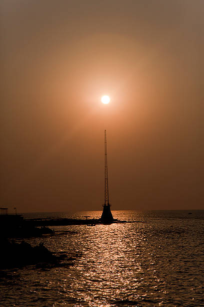 Sunset at coast of beirut lebanon