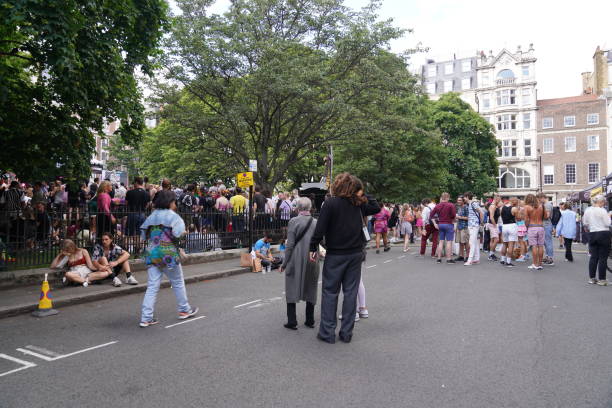 The trans and intersex-inclusive Pride flags fly on London streets. Pride in London 2023 stock photo. The Pride in London Parade stock photo which took place on Saturday, 1st July 2023 in London, England. Pride in London is a Community Interest Company, solely run by volunteers in England. Captured by London-based photojournalist and photographer Can Aksoy.