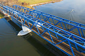 blue modern railway bridge
