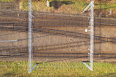 lot of railway tracks with switches