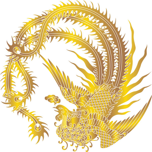 휘닉스 - china phoenix vector chinese culture stock illustrations