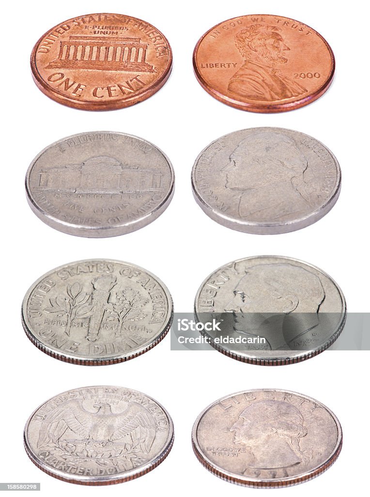 미국 동전 더미-하이 앵글 - 로열티 프리 0명 스톡 사진