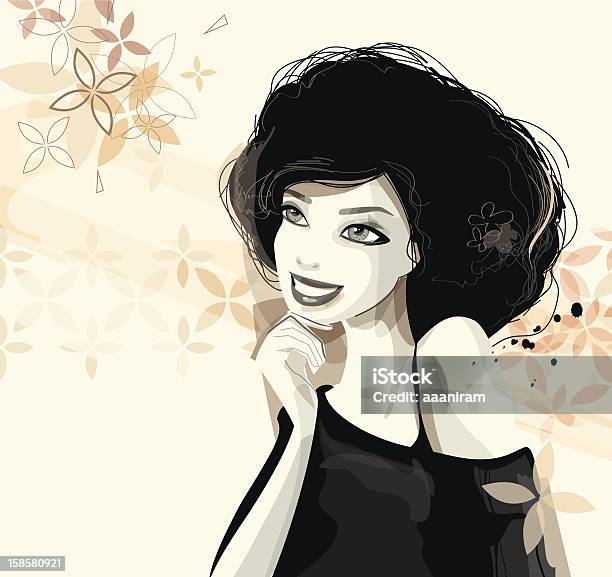 Beautiful Young Woman Thinking Stock Illustration - Download Image Now - Watercolor Painting, Fashion, One Woman Only