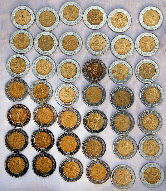 Mexican coins stock photo