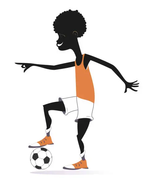 Vector illustration of Smiling young African man playing football