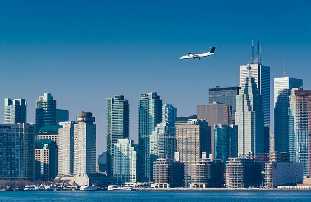 istock City skyline with a jet above 158584053