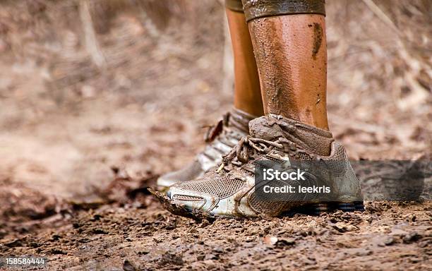 Closeup Of Muddy Sneakers Legs Stock Photo - Download Image Now - Mud, Running, Close-up