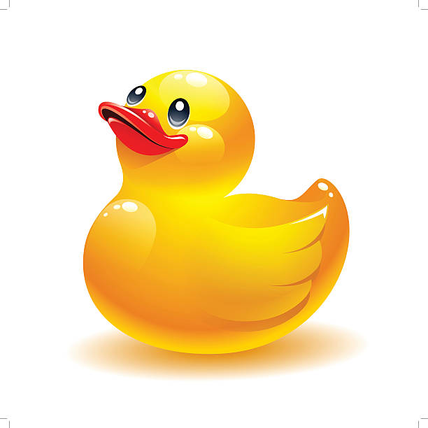 illustrazioni stock, clip art, cartoni animati e icone di tendenza di icona vettoriale anatra di gomma - rubber duck rubber toy yellow