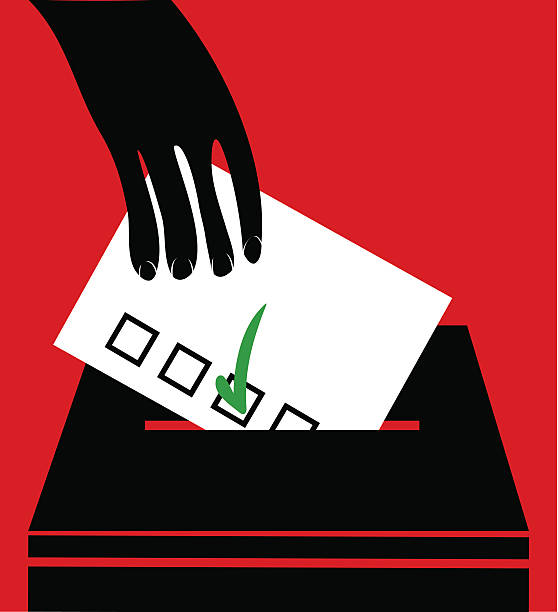 mann einsatz abstimmung im feld - check mark voting politics election stock-grafiken, -clipart, -cartoons und -symbole