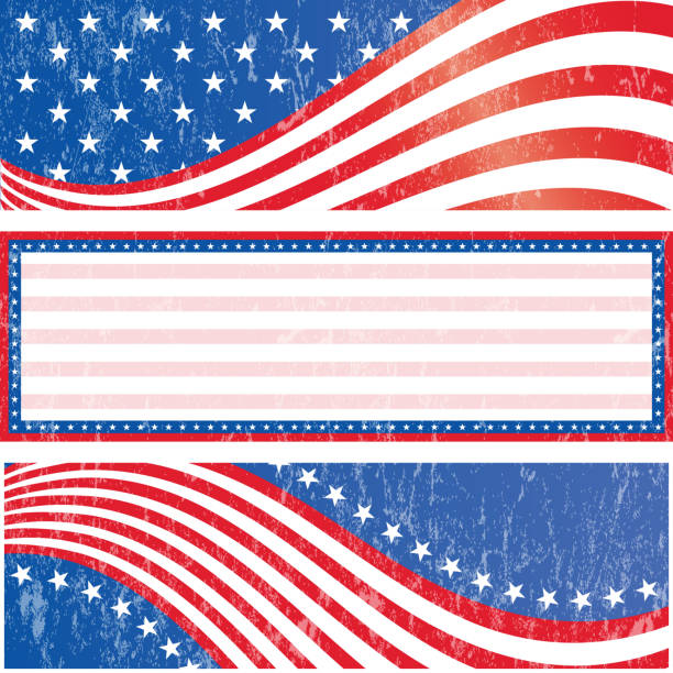 illustrazioni stock, clip art, cartoni animati e icone di tendenza di set di etichette con bandiera americana - star shape pattern inauguration into office usa
