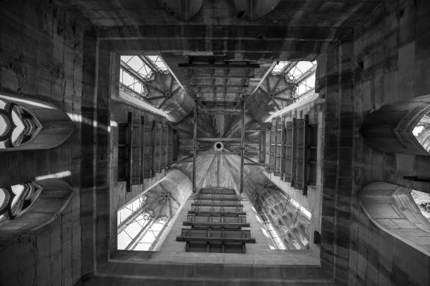 Reims France August 13, 2018 View of the architecture inside the Notre Dame Cathedral of Reims in the afternoon