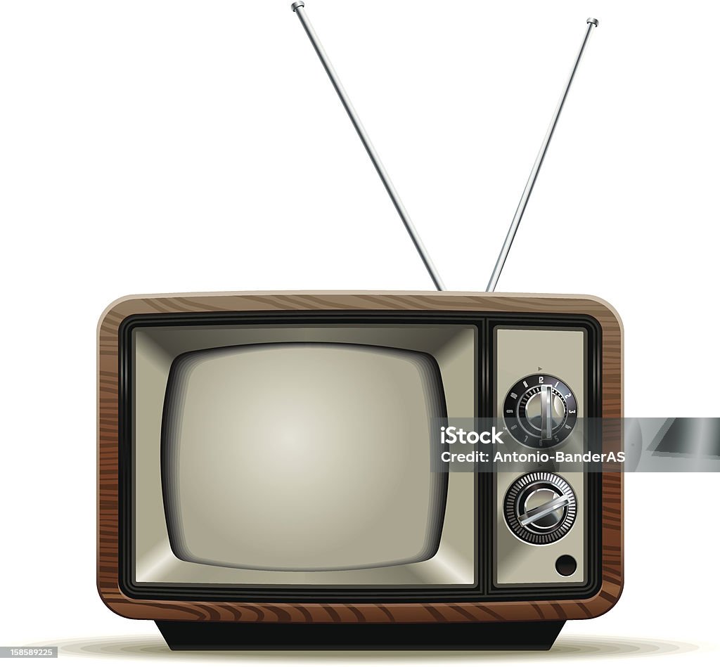 Old TV Illustration of the good old retro TV without remote control Television Set stock vector