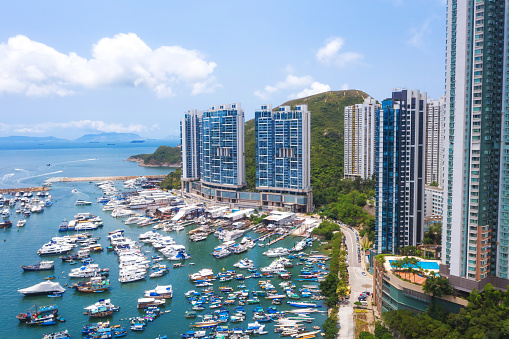 Aerial view Residential district in Aberdeen and Ap Lei Chau of Hong Kong