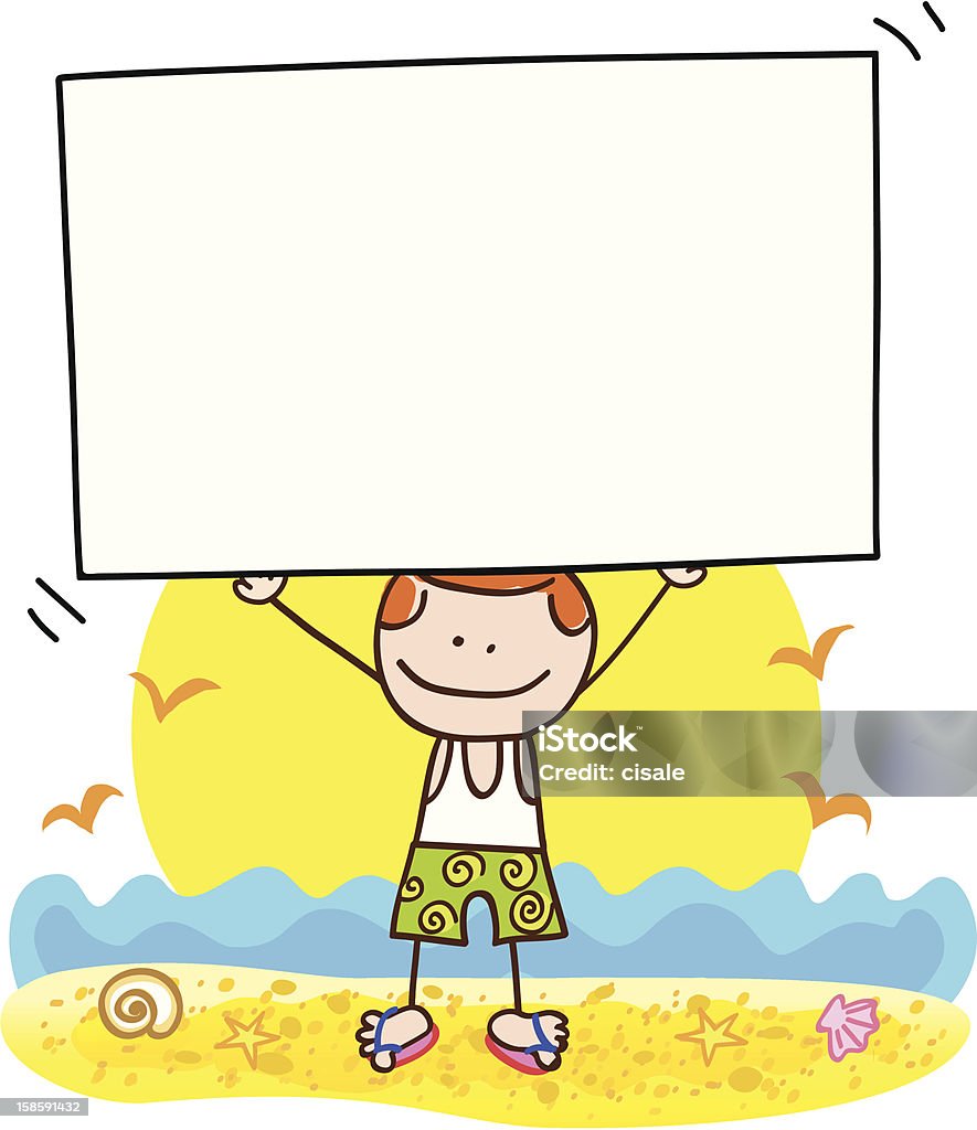 summer holiday beach man with banner cartoon illustration SUMMER CARTOONS (sort by age to see related cartoons together) Adult stock vector