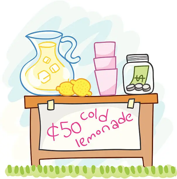 Vector illustration of lemonade table
