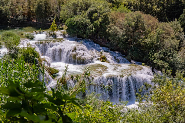 krka Waterfalls mountains and river in croatia