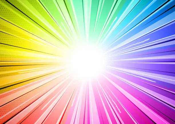 Vector illustration of Rainbow colored comic book explosion