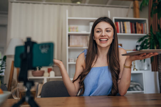 istock Woman vlogging at home 1586078269