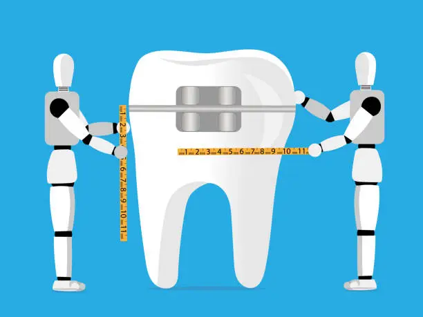 Vector illustration of AI measuring braces