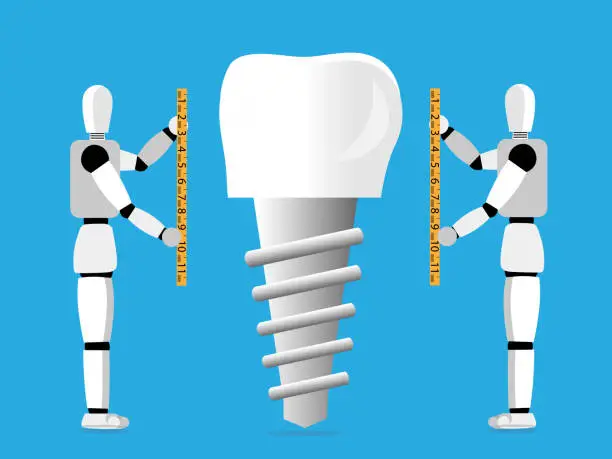 Vector illustration of AI measuring implant