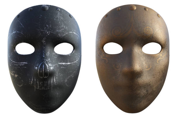 istock Vintage Carnival Face Mask isolated on white, 3d render. 1586150234
