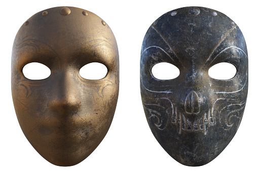 Vintage Carnival Face Mask isolated on white, 3d render.