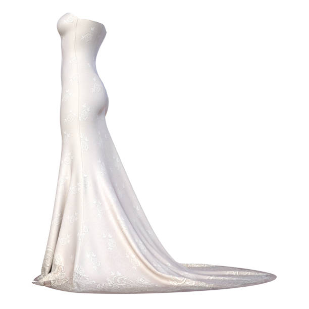 istock Wedding Dress isolated on white, 3d render. 1586169378