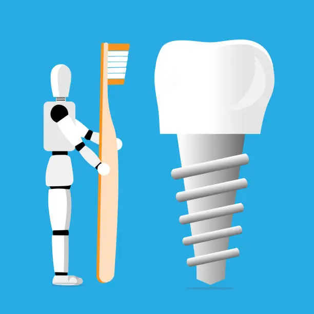 Vector illustration of AI cleaning implant
