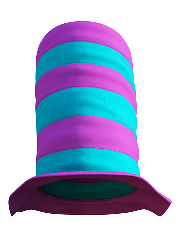 Funny Carnival Top Hat isolated on white, 3d render.