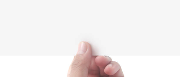 istock Hands holding paper blank for  letter paper 1586197574