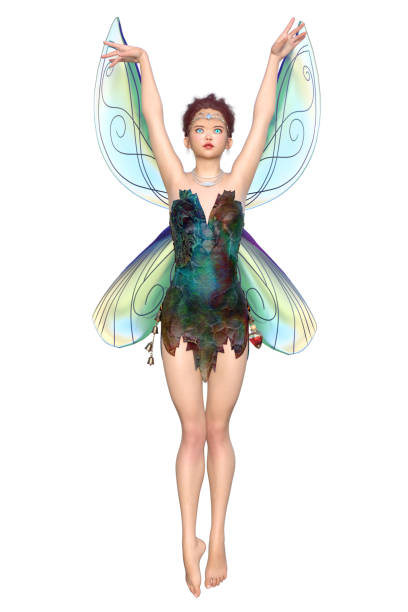 Beautiful woman dancing ballet with animal wings