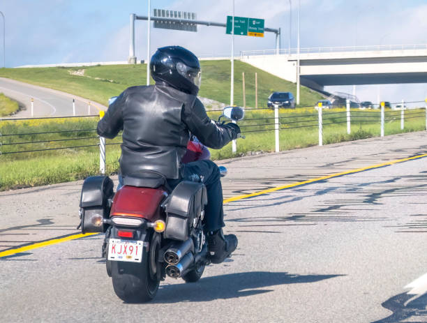 A motorbike in motion on a highway