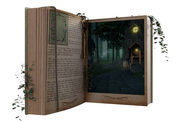 istock Fantasy Open Book Portal isolated on white, 3d render. 1586231738