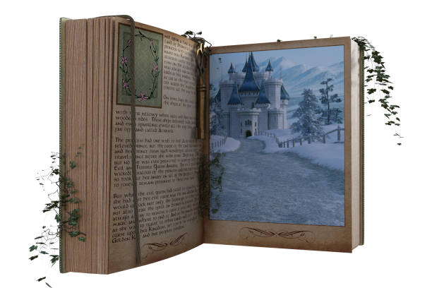 istock Fantasy Open Book Portal isolated on white, 3d render. 1586232289