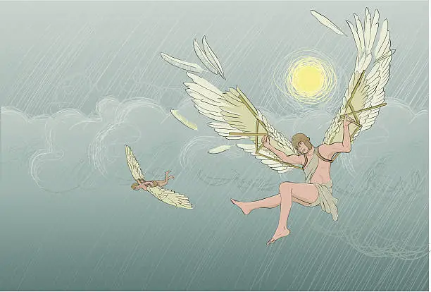 Vector illustration of Icarus falling