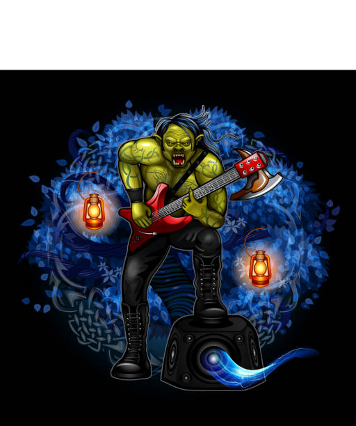 rocker orc - celtic culture audio stock illustrations