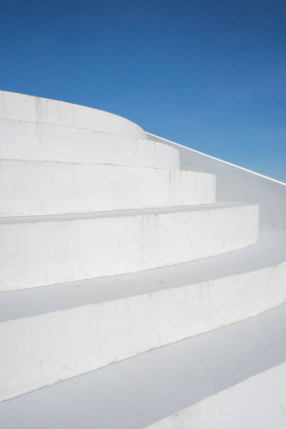 white rounded stair on highland with blue sky on tropical Indonesia