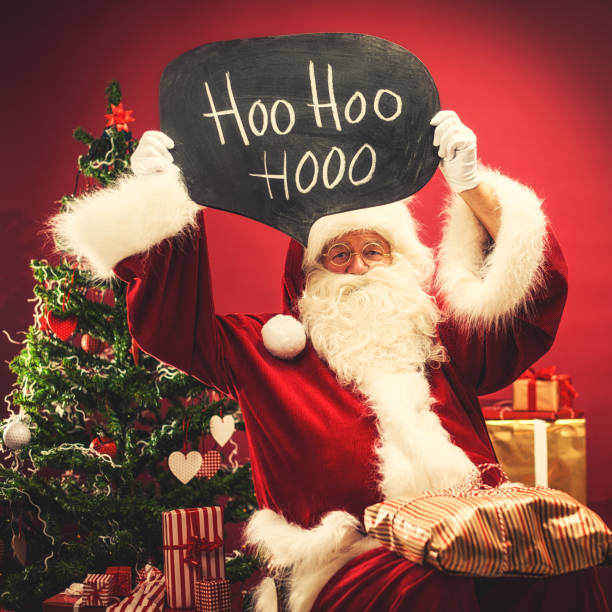 Santa Claus with sign ready for christmas