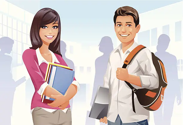 Vector illustration of College Students