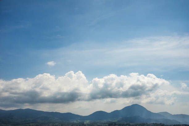 Mountains with white cloud above the blue sky on sunny afternoon