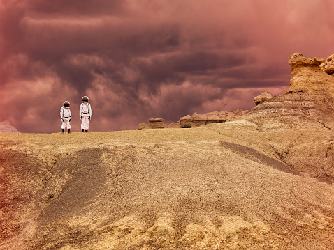 Two children dress up as astronauts and use their imaginations to discover new frontiers. 