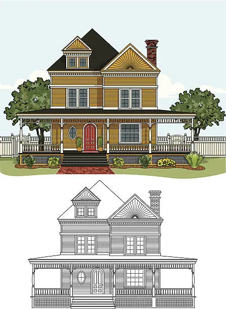 Vector illustration of victorian farmhouse