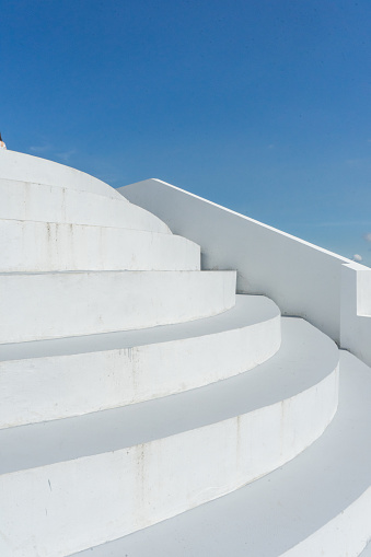 white rounded stair on highland with blue sky on tropical Indonesia